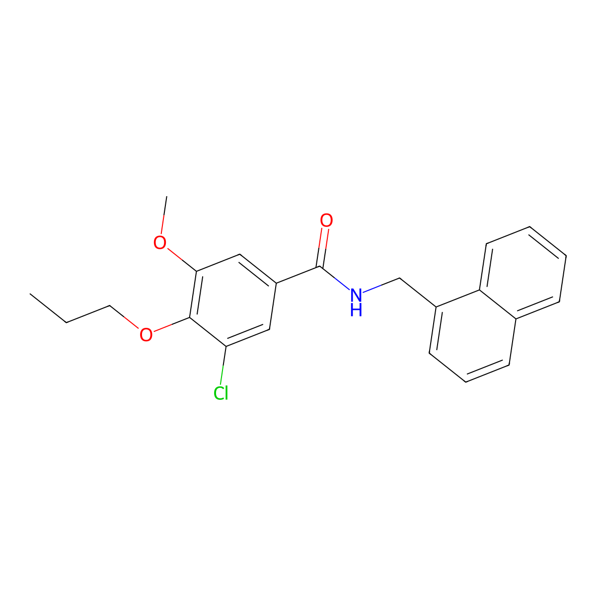 3-chloro-5-methoxy-N-(naphthalen-1-ylmethyl)-4-propoxybenzamide molecular structure, CAS 766523-20-0
