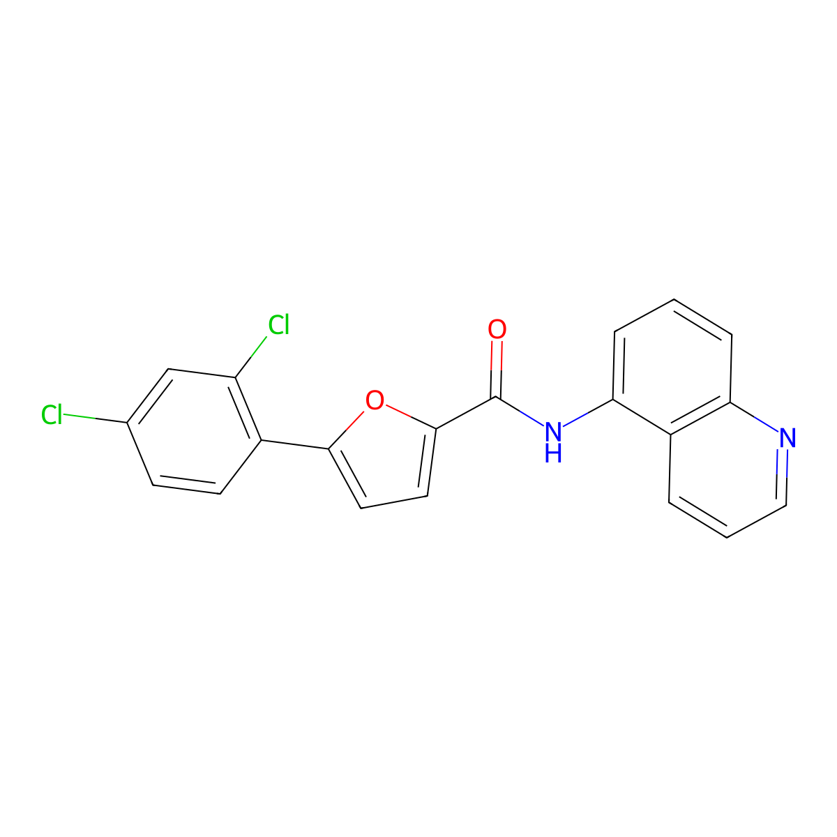 5-(2,4-dichlorophenyl)-N-quinolin-5-ylfuran-2-carboxamide molecular structure, CAS 766523-35-7