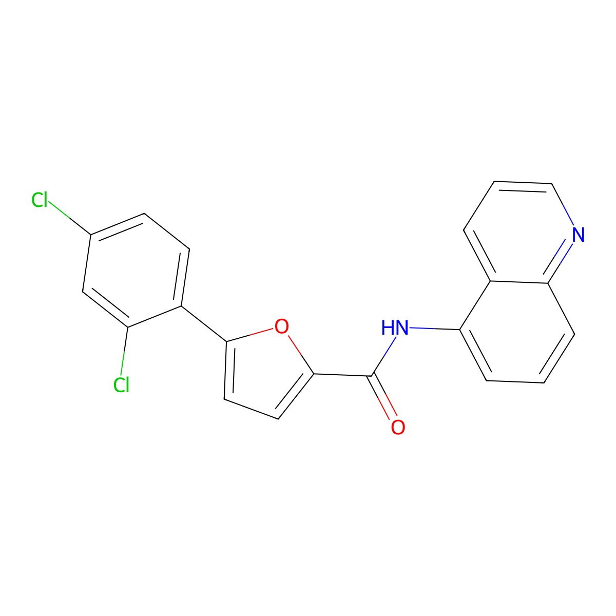 5-(2,4-dichlorophenyl)-N-quinolin-5-ylfuran-2-carboxamide molecular structure, CAS 766523-35-7