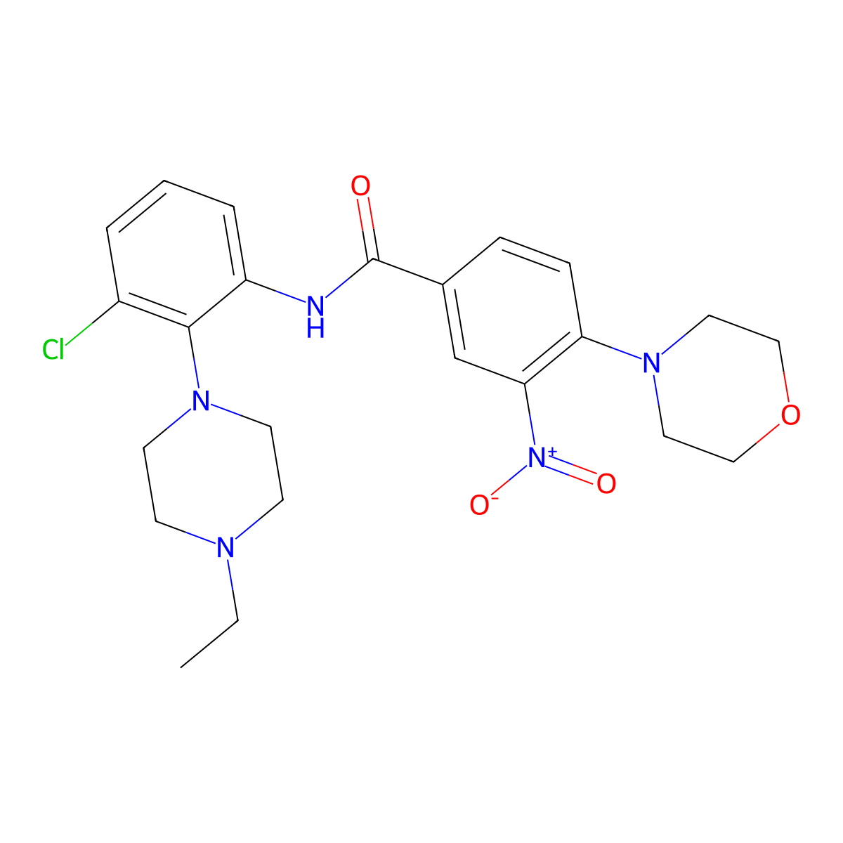 N-[3-chloro-2-(4-ethylpiperazin-1-yl)phenyl]-4-morpholin-4-yl-3-nitrobenzamide molecular structure, CAS 766523-36-8