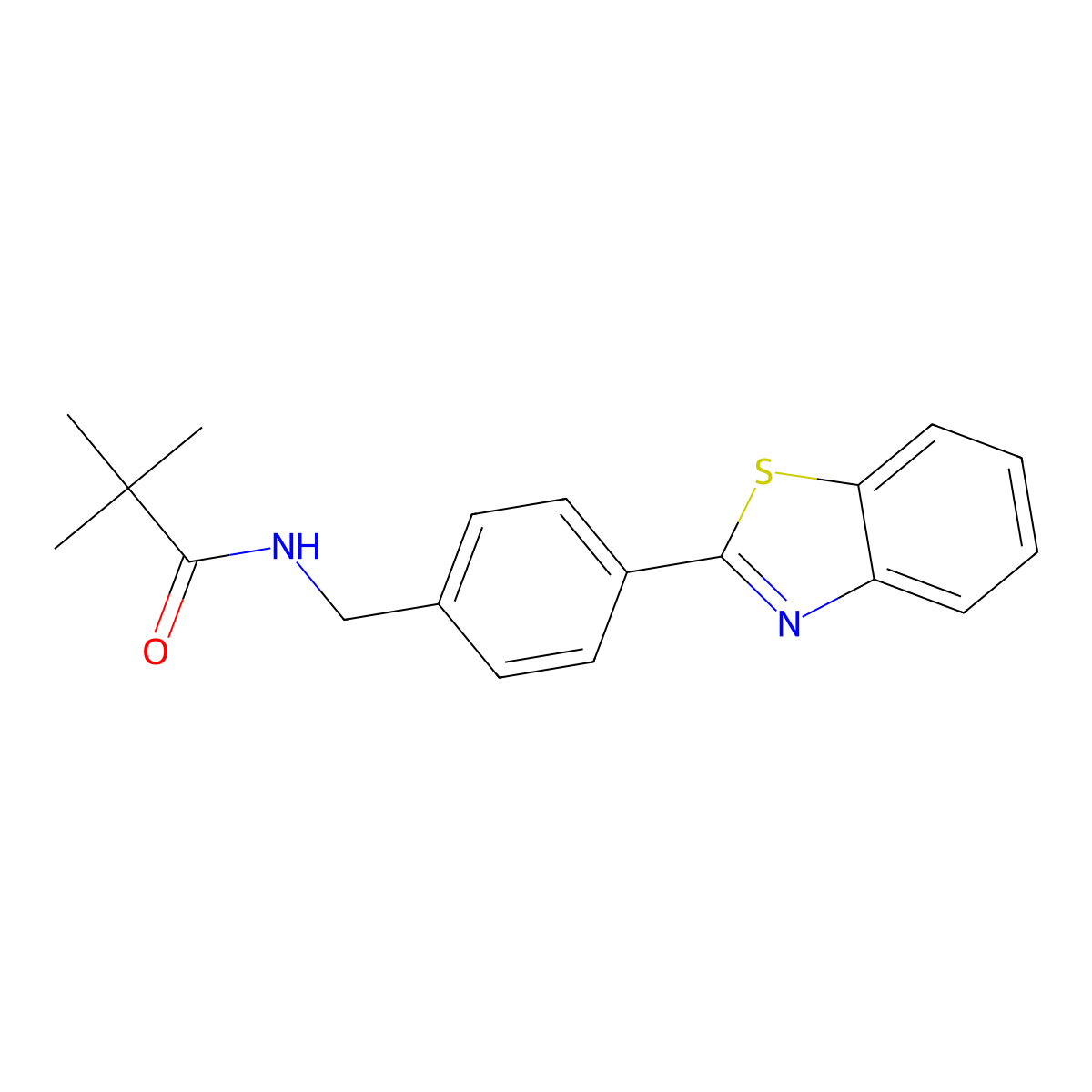 N-[[4-(1,3-benzothiazol-2-yl)phenyl]methyl]-2,2-dimethylpropanamide molecular structure, CAS 766523-43-7