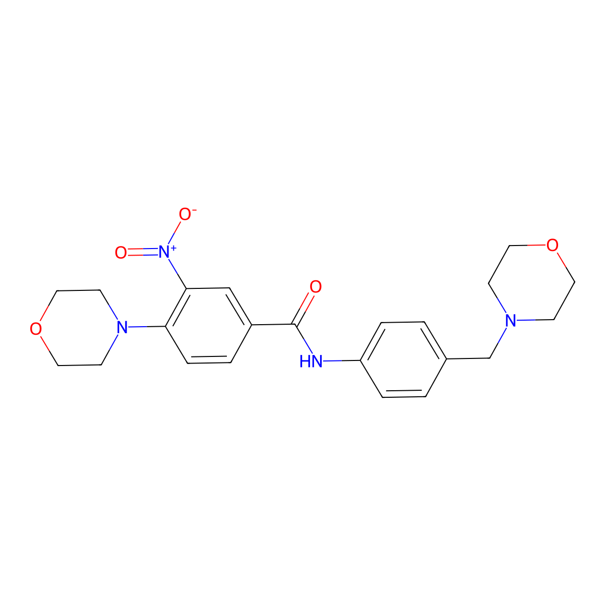 4-morpholin-4-yl-N-[4-(morpholin-4-ylmethyl)phenyl]-3-nitrobenzamide molecular structure, CAS 766523-47-1