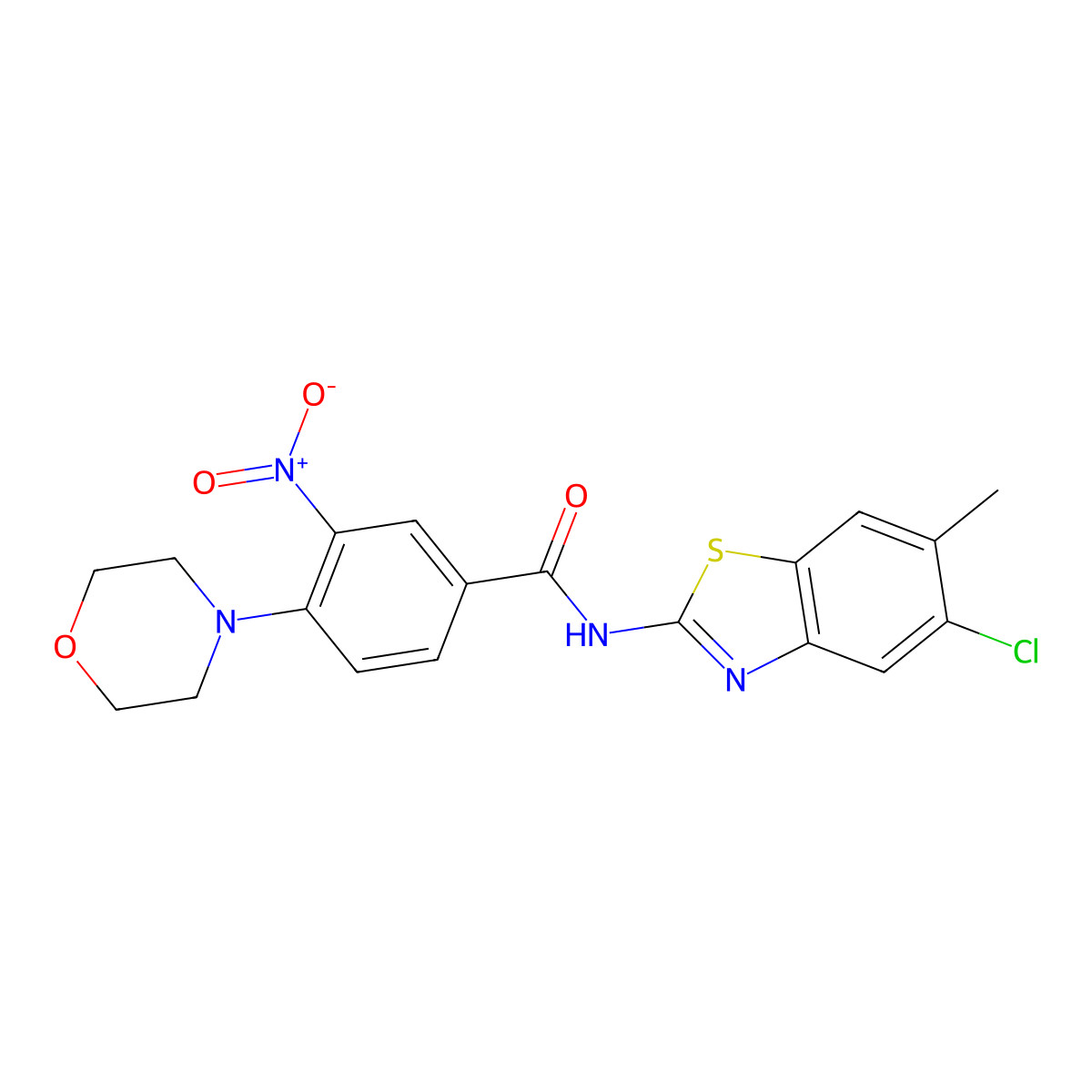 N-(5-chloro-6-methyl-1,3-benzothiazol-2-yl)-4-morpholin-4-yl-3-nitrobenzamide molecular structure, CAS 766523-54-0