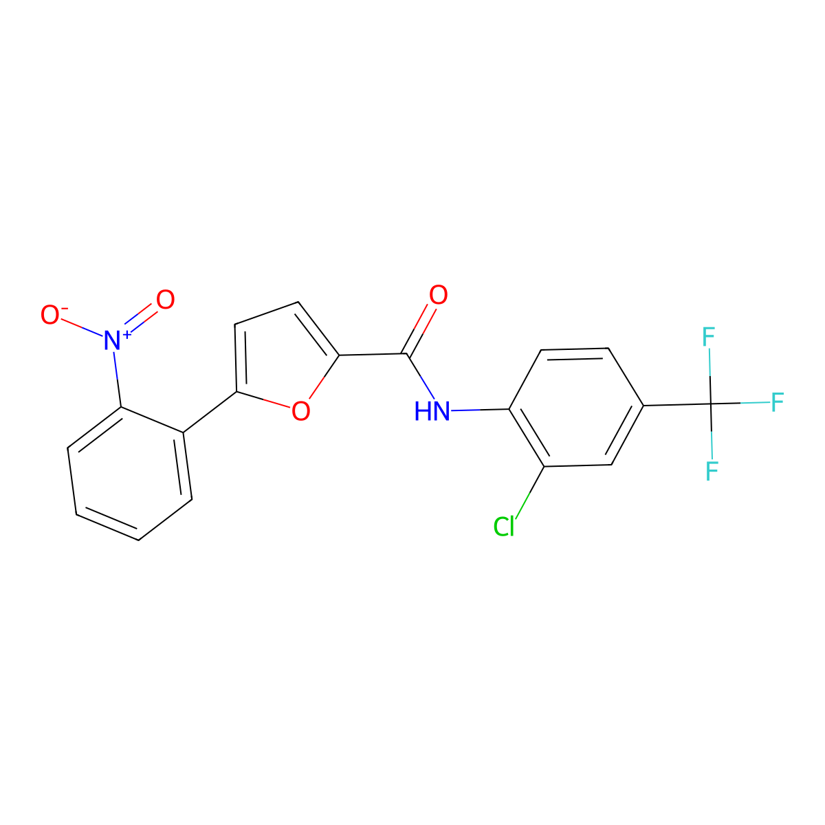 N-[2-chloro-4-(trifluoromethyl)phenyl]-5-(2-nitrophenyl)furan-2-carboxamide molecular structure, CAS 766523-58-4
