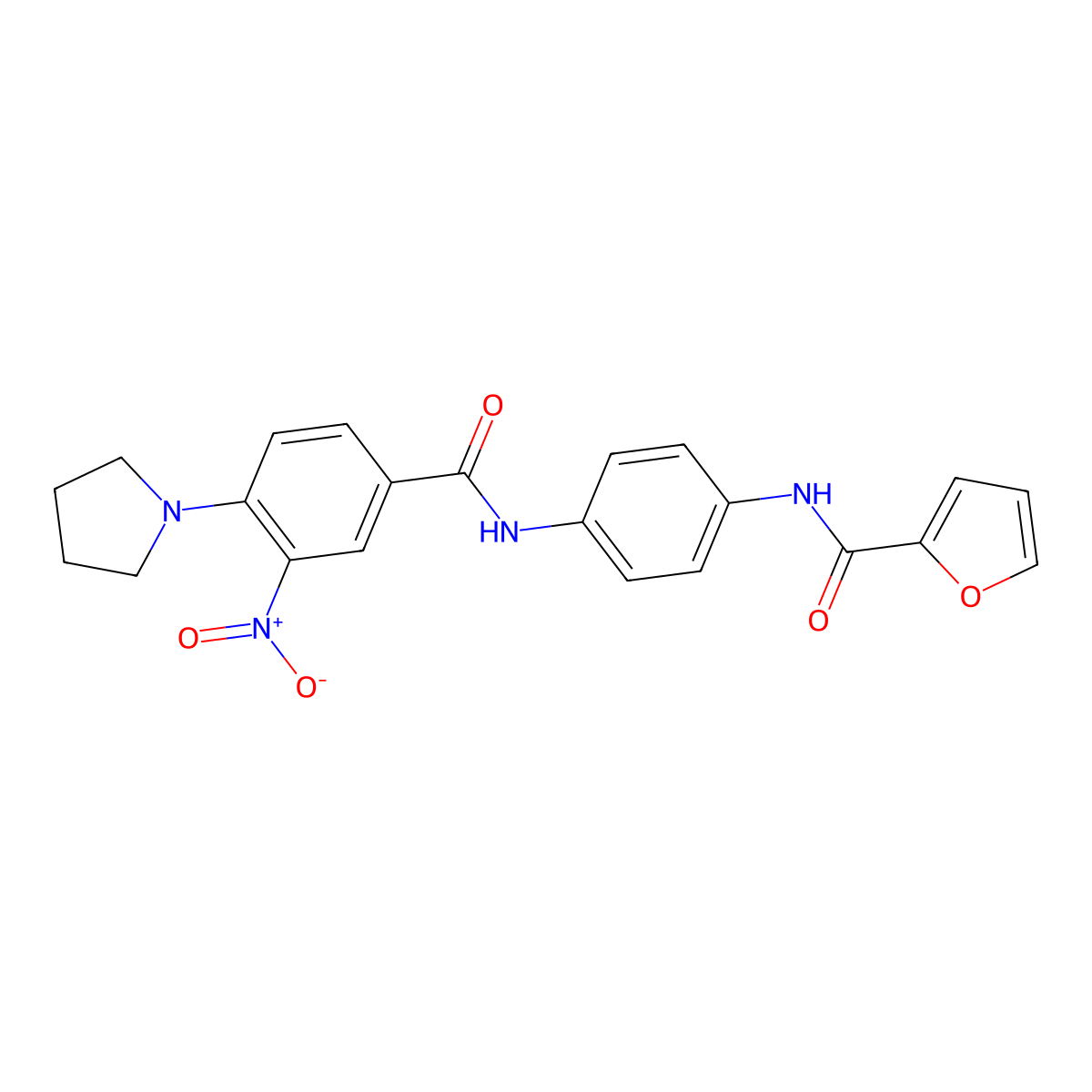 N-[4-[(3-nitro-4-pyrrolidin-1-ylbenzoyl)amino]phenyl]furan-2-carboxamide molecular structure, CAS 766523-59-5