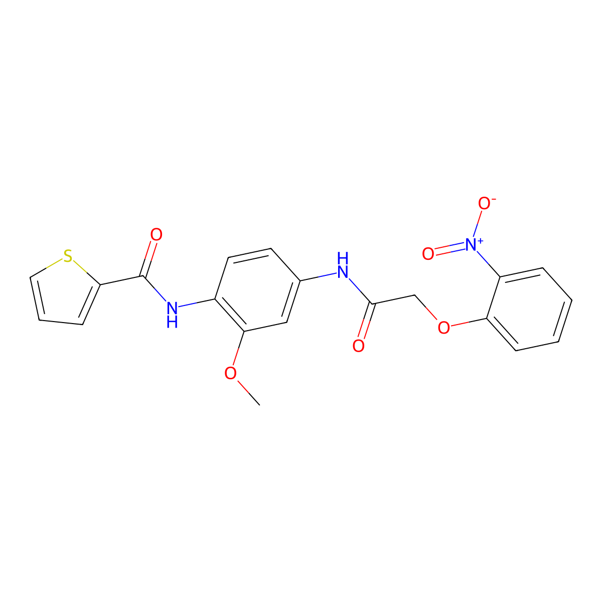 N-[2-methoxy-4-[[2-(2-nitrophenoxy)acetyl]amino]phenyl]thiophene-2-carboxamide molecular structure, CAS 766523-60-8