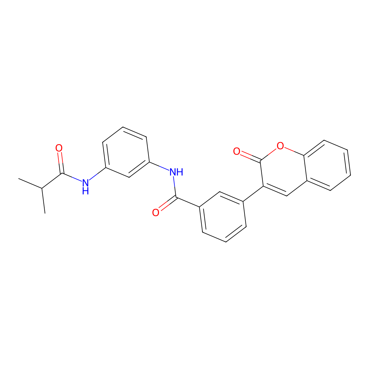 N-[3-(2-methylpropanoylamino)phenyl]-3-(2-oxochromen-3-yl)benzamide molecular structure, CAS 766523-62-0