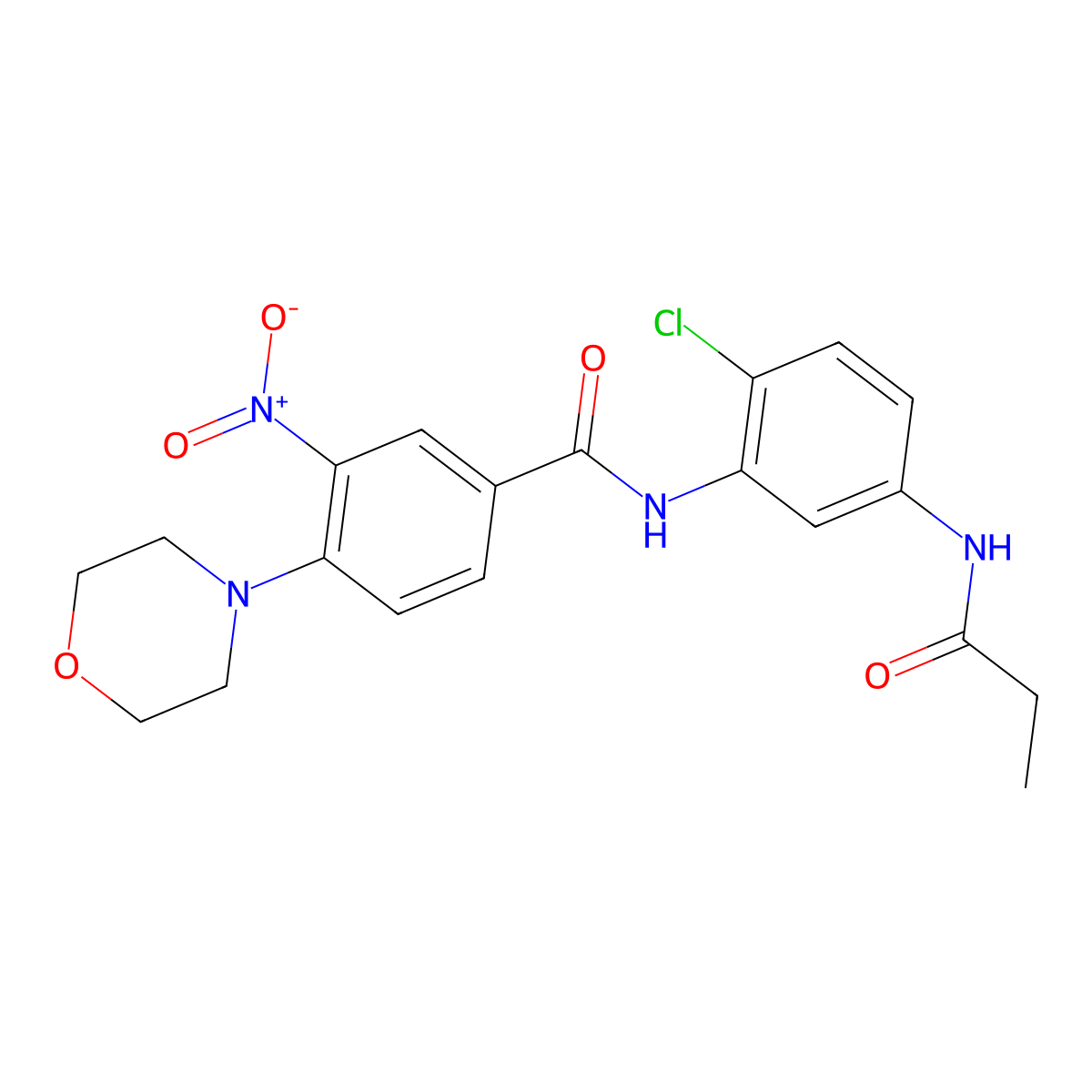 N-[2-chloro-5-(propanoylamino)phenyl]-4-morpholin-4-yl-3-nitrobenzamide molecular structure, CAS 766523-63-1