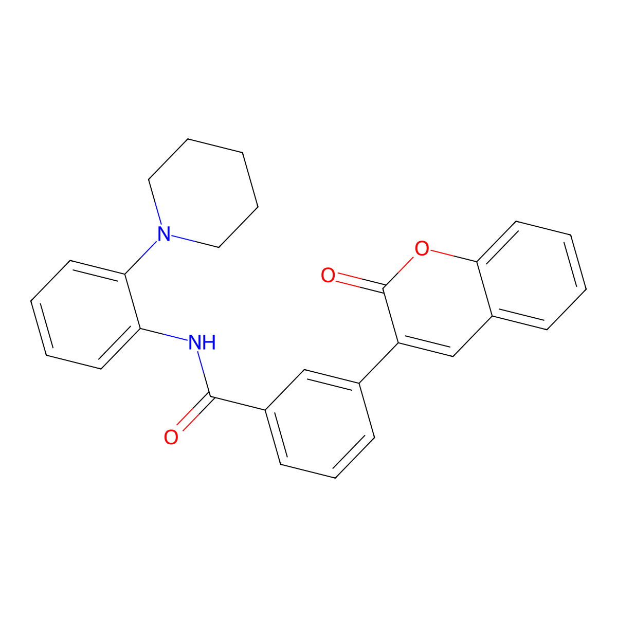 3-(2-oxochromen-3-yl)-N-(2-piperidin-1-ylphenyl)benzamide molecular structure, CAS 766523-64-2