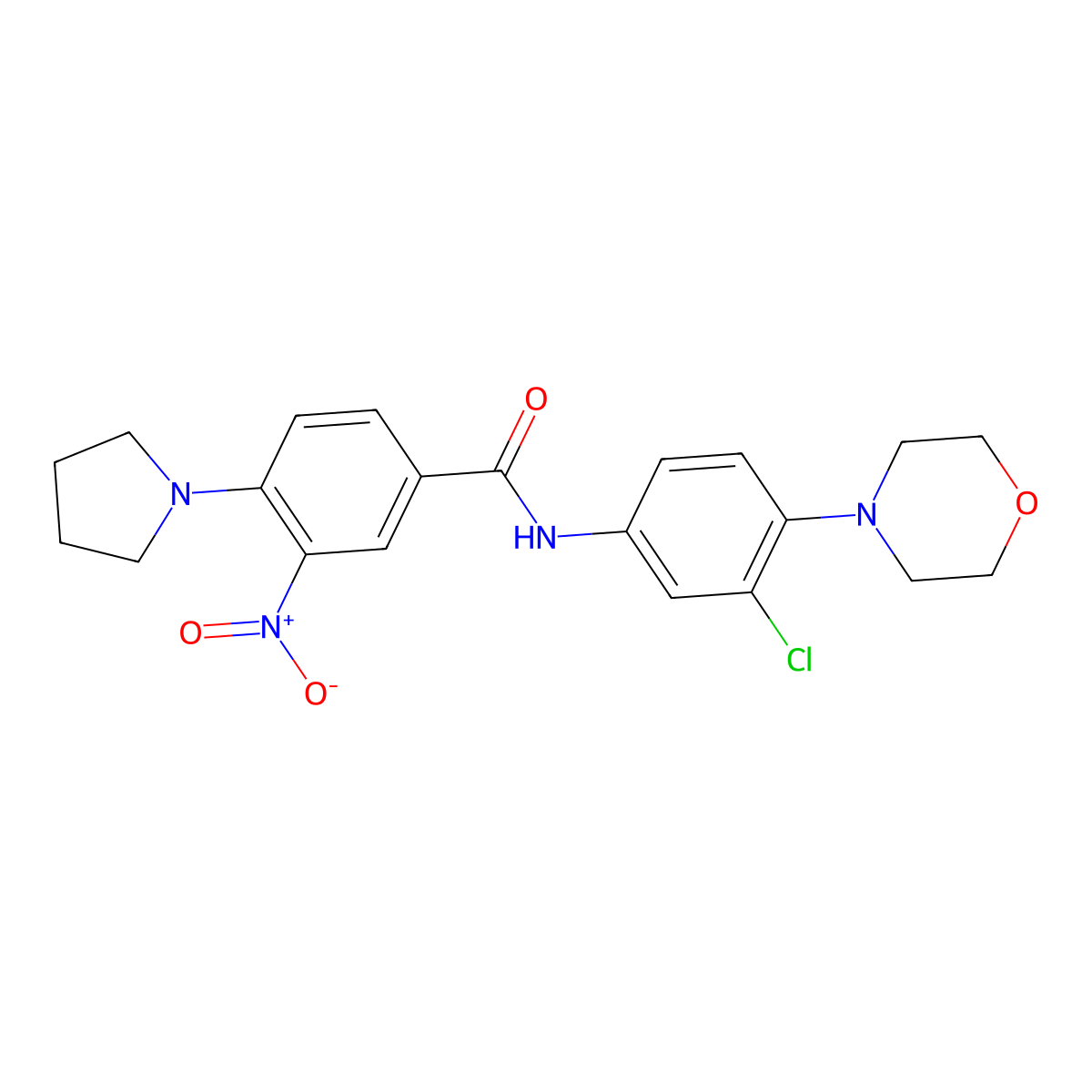 N-(3-chloro-4-morpholin-4-ylphenyl)-3-nitro-4-pyrrolidin-1-ylbenzamide molecular structure, CAS 766523-65-3