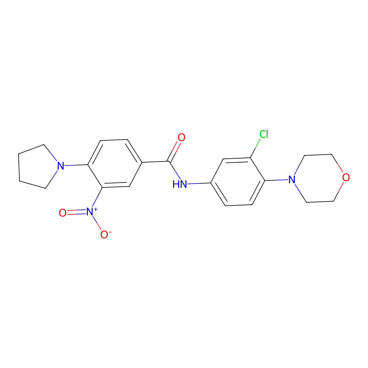N-(3-chloro-4-morpholin-4-ylphenyl)-3-nitro-4-pyrrolidin-1-ylbenzamide molecular structure, CAS 766523-65-3