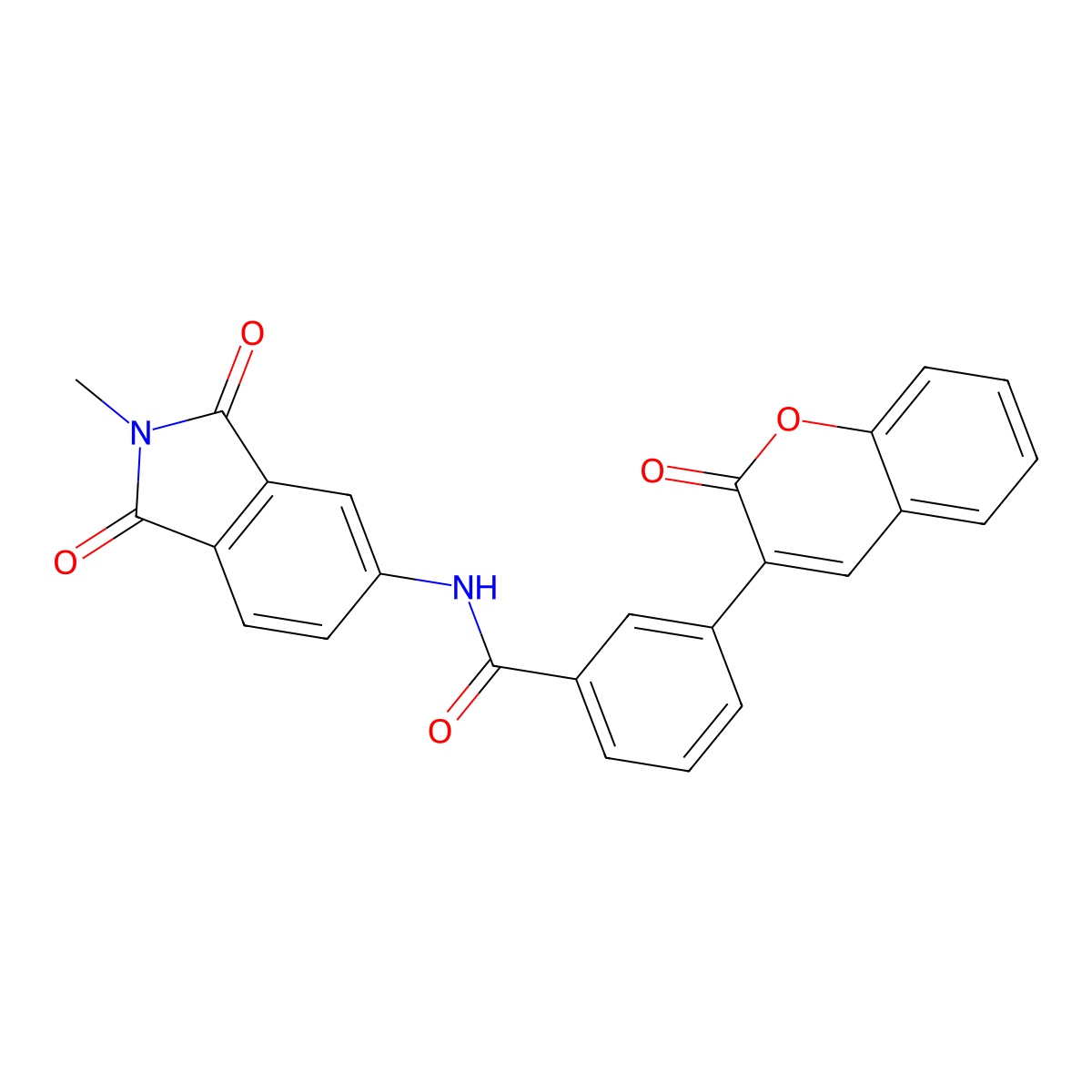 N-(2-methyl-1,3-dioxoisoindol-5-yl)-3-(2-oxochromen-3-yl)benzamide molecular structure, CAS 766523-67-5