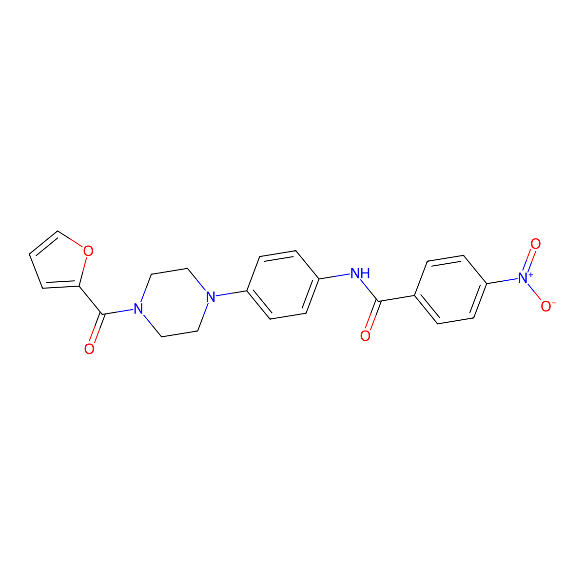 N-[4-[4-(furan-2-carbonyl)piperazin-1-yl]phenyl]-4-nitrobenzamide molecular structure, CAS 766523-71-1