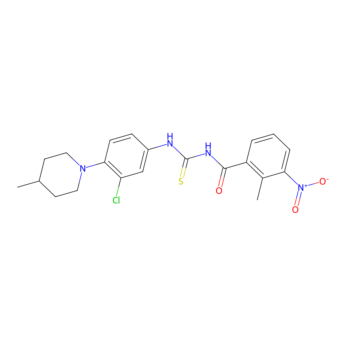 N-[[3-chloro-4-(4-methylpiperidin-1-yl)phenyl]carbamothioyl]-2-methyl-3-nitrobenzamide molecular structure, CAS 766523-79-9
