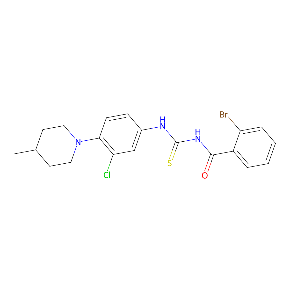 2-bromo-N-[[3-chloro-4-(4-methylpiperidin-1-yl)phenyl]carbamothioyl]benzamide molecular structure, CAS 766523-80-2