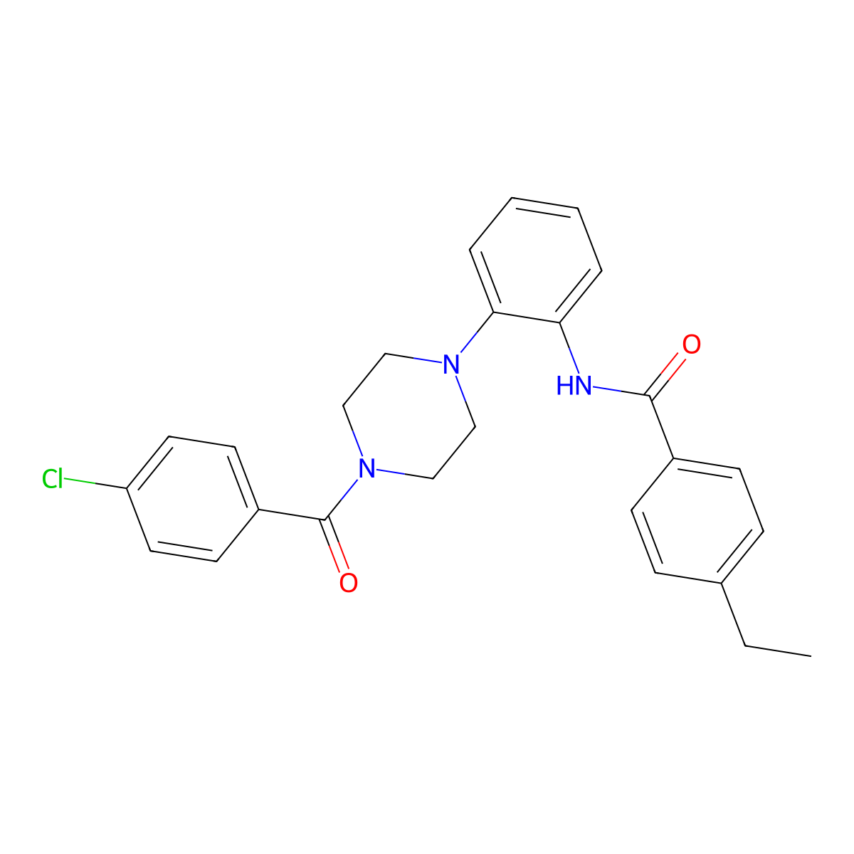 N-[2-[4-(4-chlorobenzoyl)piperazin-1-yl]phenyl]-4-ethylbenzamide molecular structure, CAS 766523-82-4