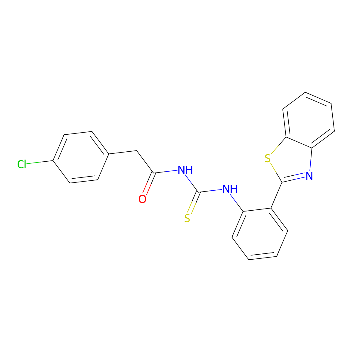N-[[2-(1,3-benzothiazol-2-yl)phenyl]carbamothioyl]-2-(4-chlorophenyl)acetamide molecular structure, CAS 766523-87-9