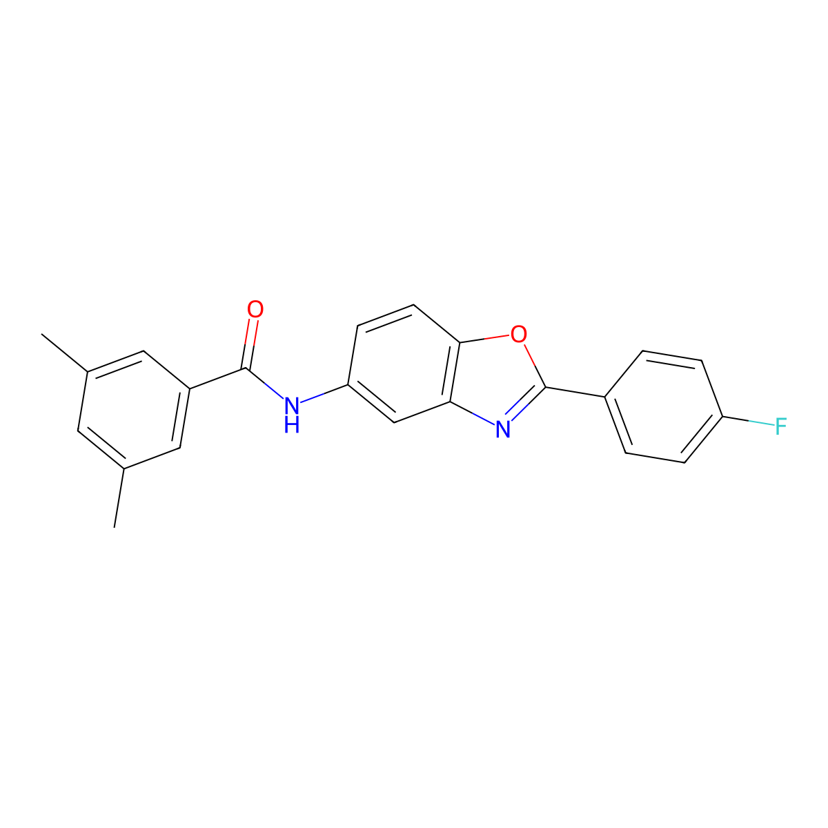 N-[2-(4-fluorophenyl)-1,3-benzoxazol-5-yl]-3,5-dimethylbenzamide molecular structure, CAS 766523-97-1