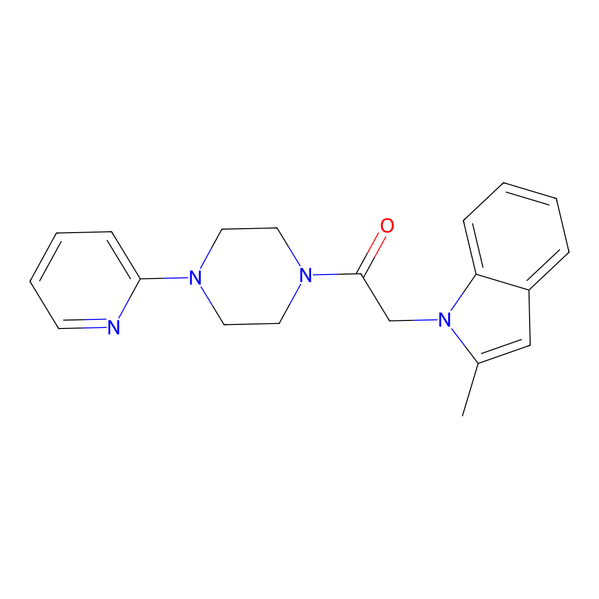 2-(2-Methylindol-1-yl)-1-(4-pyridin-2-ylpiperazin-1-yl)ethanone molecular structure, CAS 766526-03-8