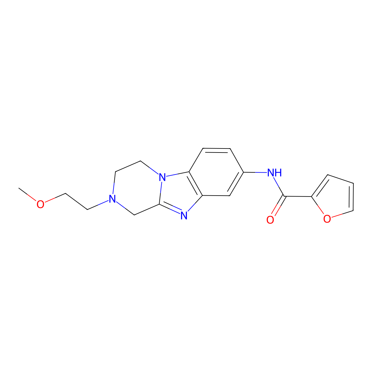 N-[2-(2-methoxyethyl)-3,4-dihydro-1H-pyrazino[1,2-a]benzimidazol-8-yl]furan-2-carboxamide molecular structure, CAS 766526-66-3