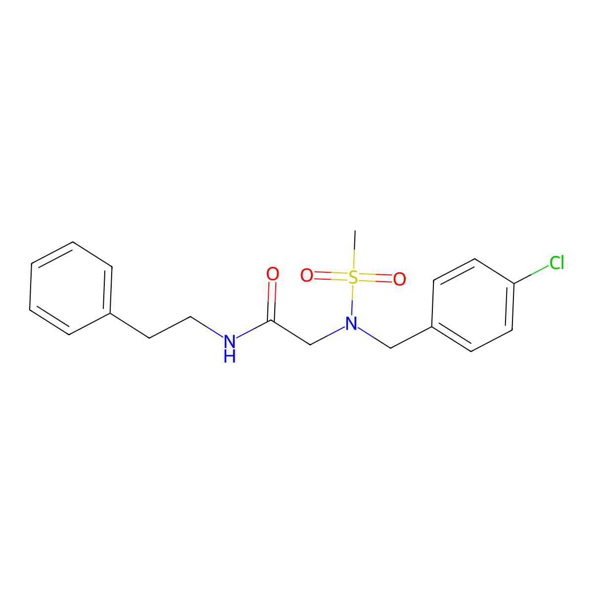 2-(N-(4-chlorobenzyl)methylsulfonamido)-N-phenethylacetamide molecular structure, CAS 766527-07-5