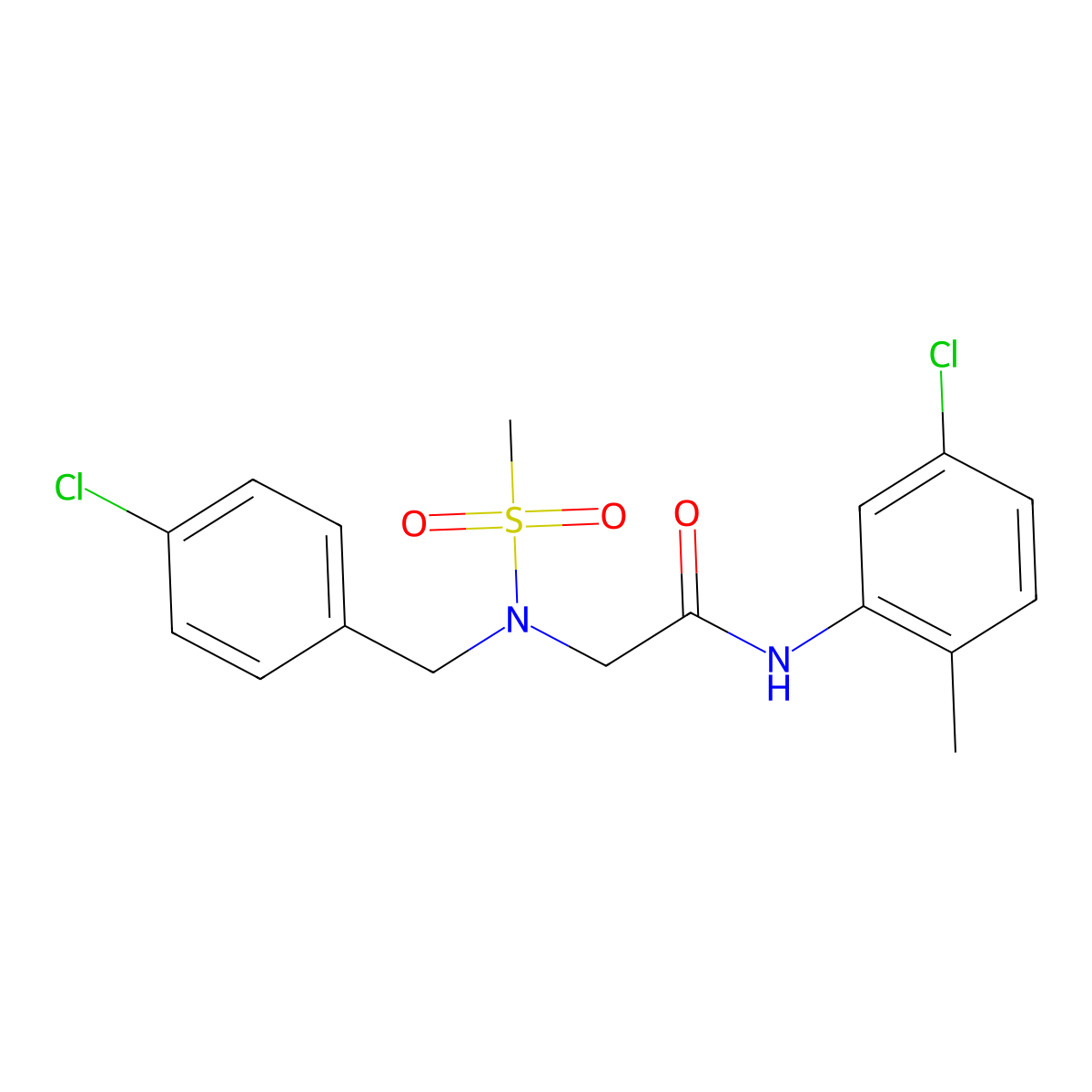 N-(5-chloro-2-methylphenyl)-2-(N-(4-chlorobenzyl)methylsulfonamido)acetamide molecular structure, CAS 766527-08-6
