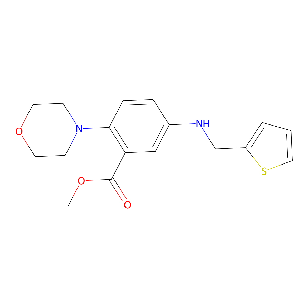Methyl 2-(4-morpholinyl)-5-[(2-thienylmethyl)amino]benzoate molecular structure, CAS 766527-36-0
