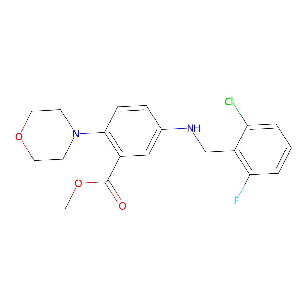 Methyl 5-[(2-chloro-6-fluorophenyl)methylamino]-2-morpholin-4-ylbenzoate molecular structure, CAS 766527-40-6