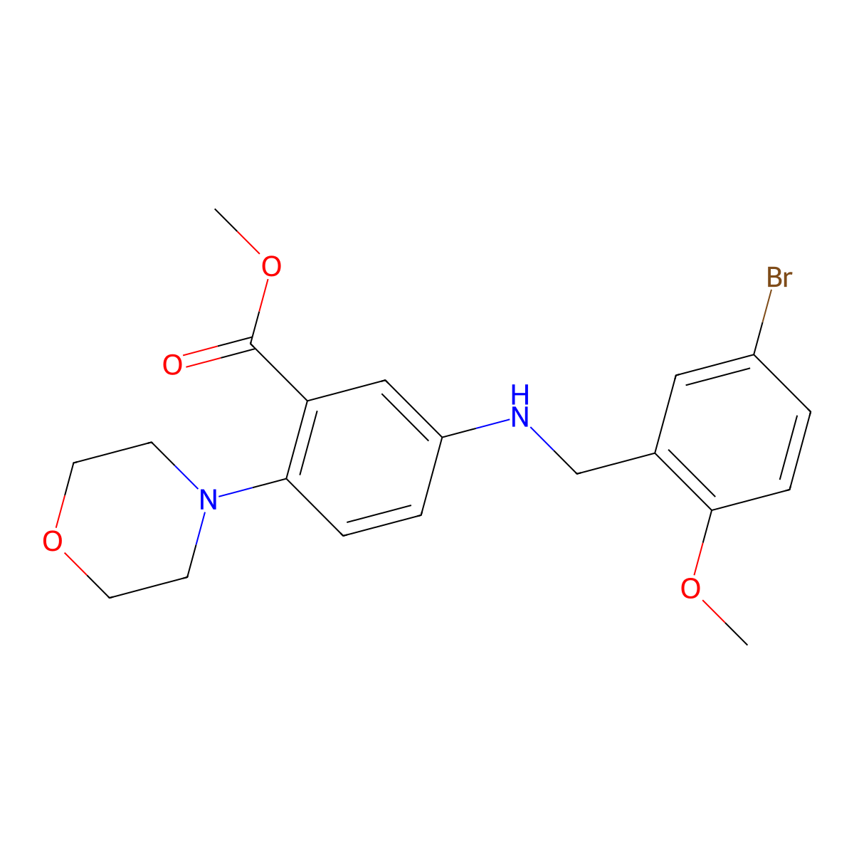 Methyl 5-[(5-bromo-2-methoxybenzyl)amino]-2-(4-morpholinyl)benzoate molecular structure, CAS 766527-45-1