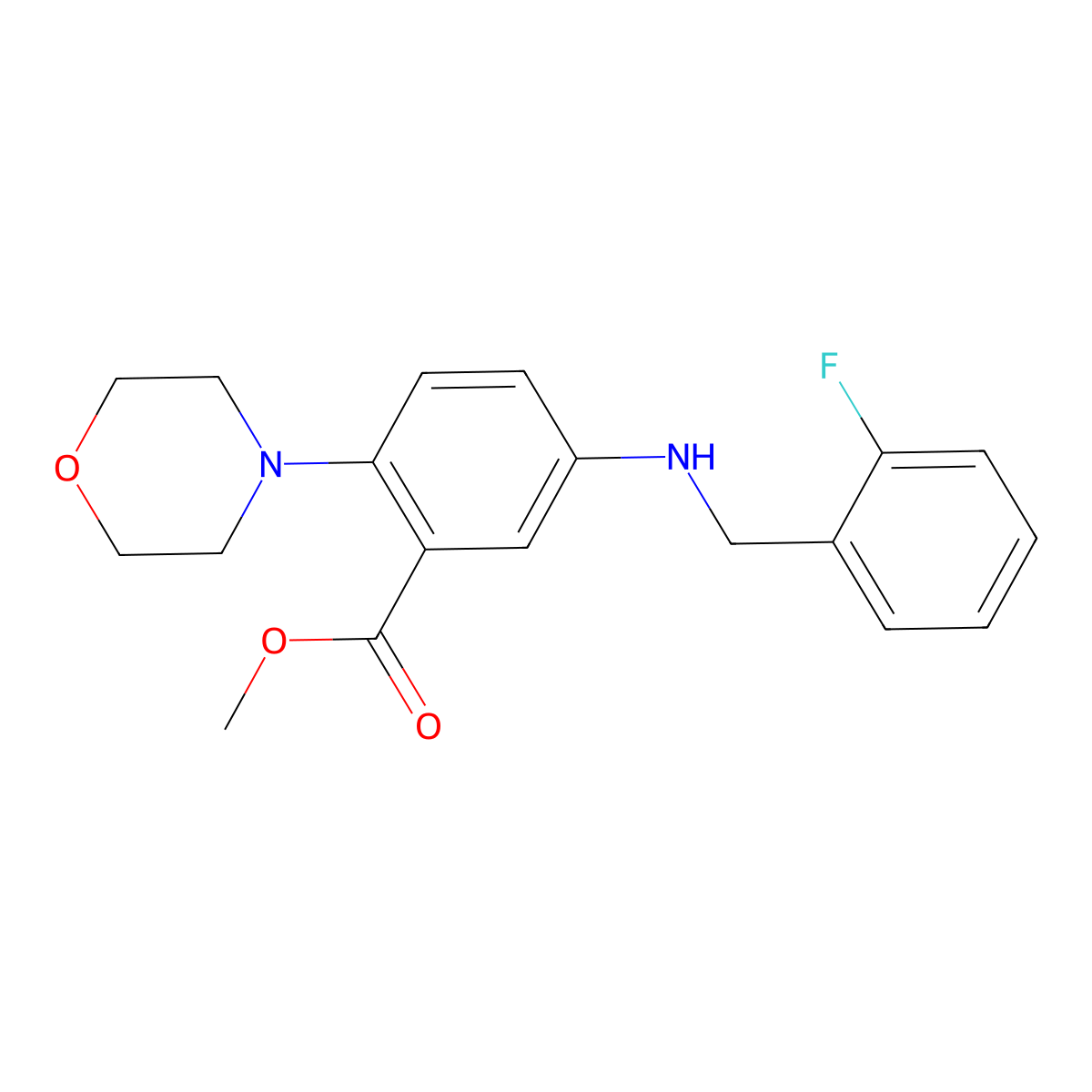Methyl 5-[(2-fluorophenyl)methylamino]-2-morpholin-4-ylbenzoate molecular structure, CAS 766527-52-0