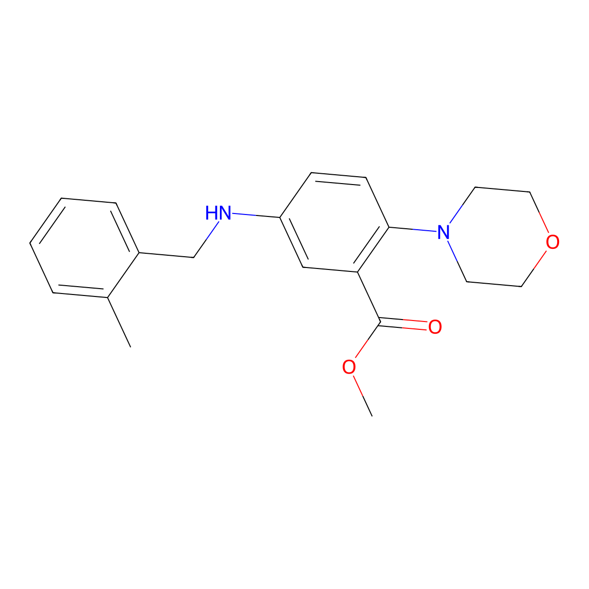 Methyl 5-[(2-methylbenzyl)amino]-2-(4-morpholinyl)benzoate molecular structure, CAS 766527-54-2