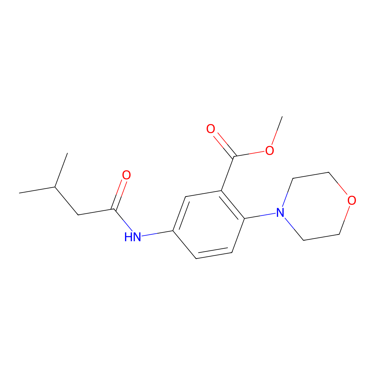 Methyl 5-(3-methylbutanoylamino)-2-morpholin-4-ylbenzoate molecular structure, CAS 766528-22-7