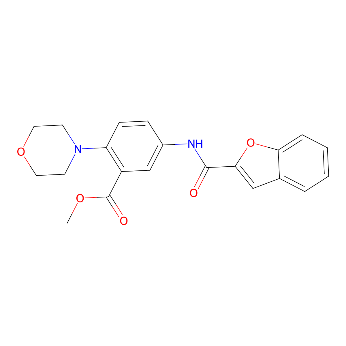 Methyl 5-(1-benzofuran-2-carbonylamino)-2-morpholin-4-ylbenzoate molecular structure, CAS 766528-32-9