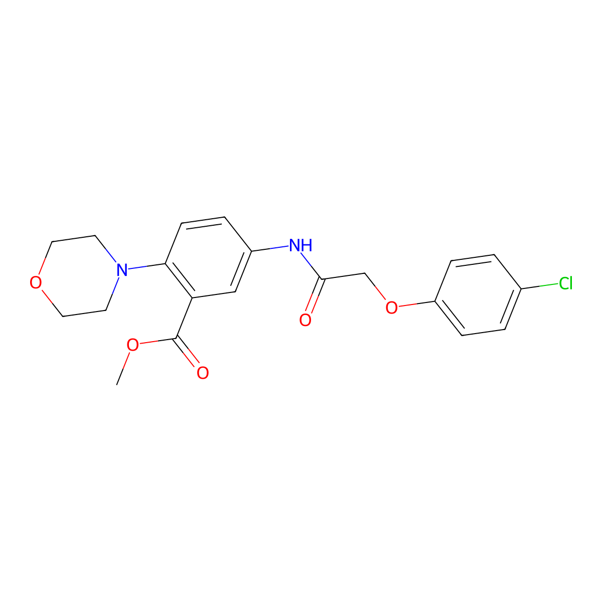 Methyl 5-{[(4-chlorophenoxy)acetyl]amino}-2-(4-morpholinyl)benzoate molecular structure, CAS 766528-50-1