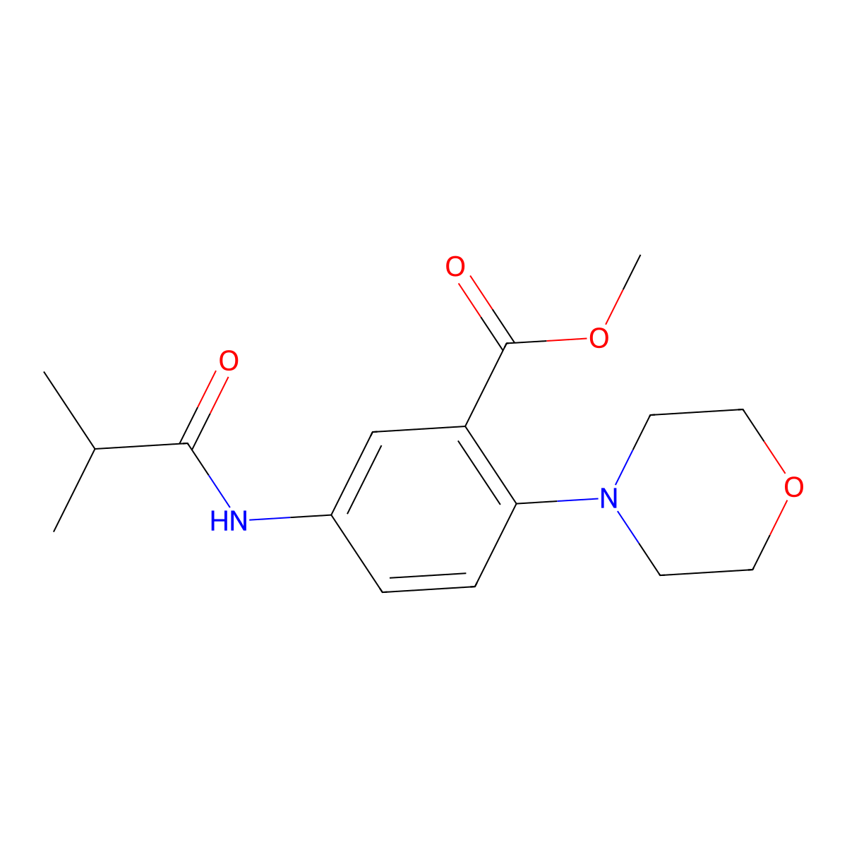 Methyl 5-(isobutyrylamino)-2-(4-morpholinyl)benzoate molecular structure, CAS 766528-61-4