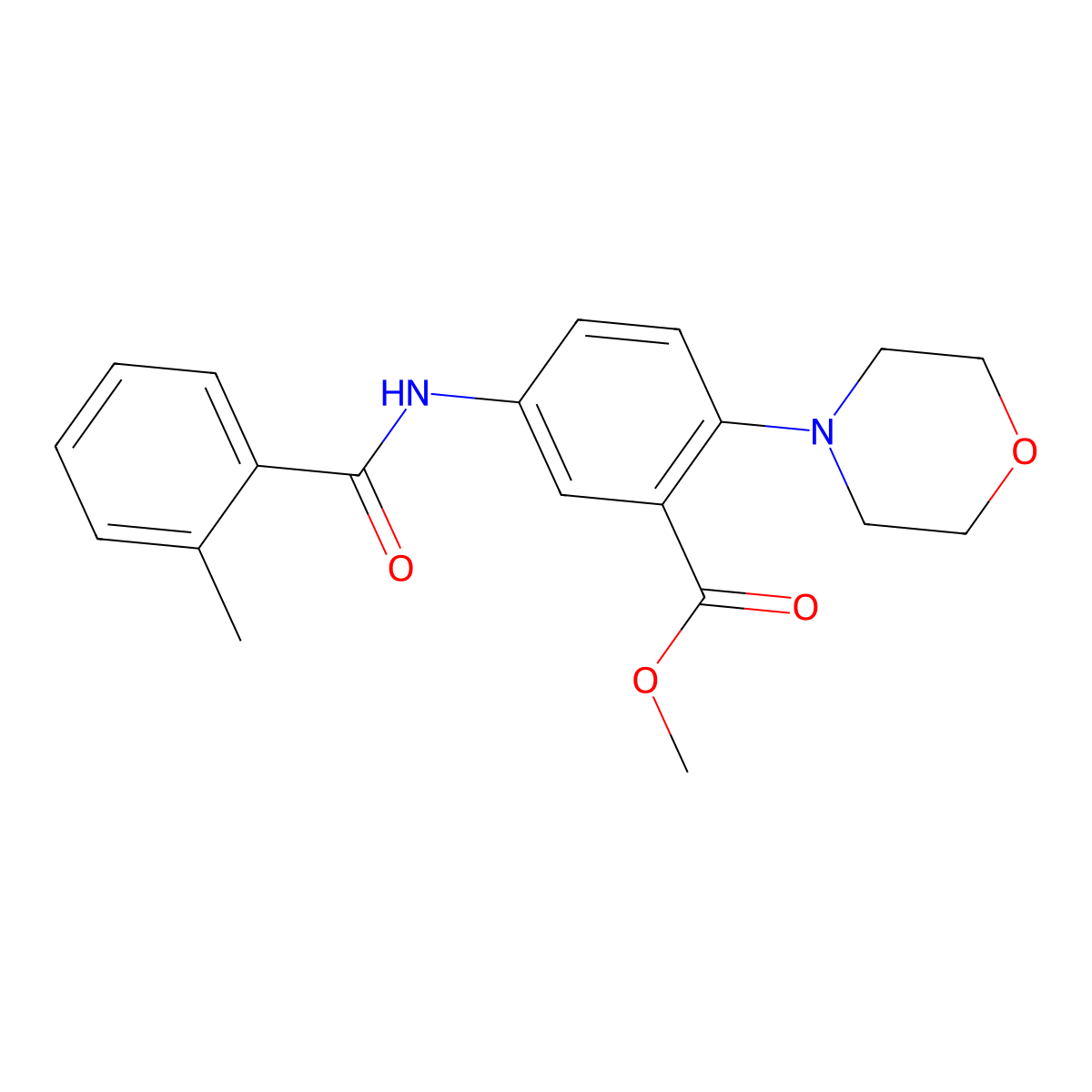 Methyl 5-{[(2-methylphenyl)carbonyl]amino}-2-(morpholin-4-yl)benzoate molecular structure, CAS 766528-73-8