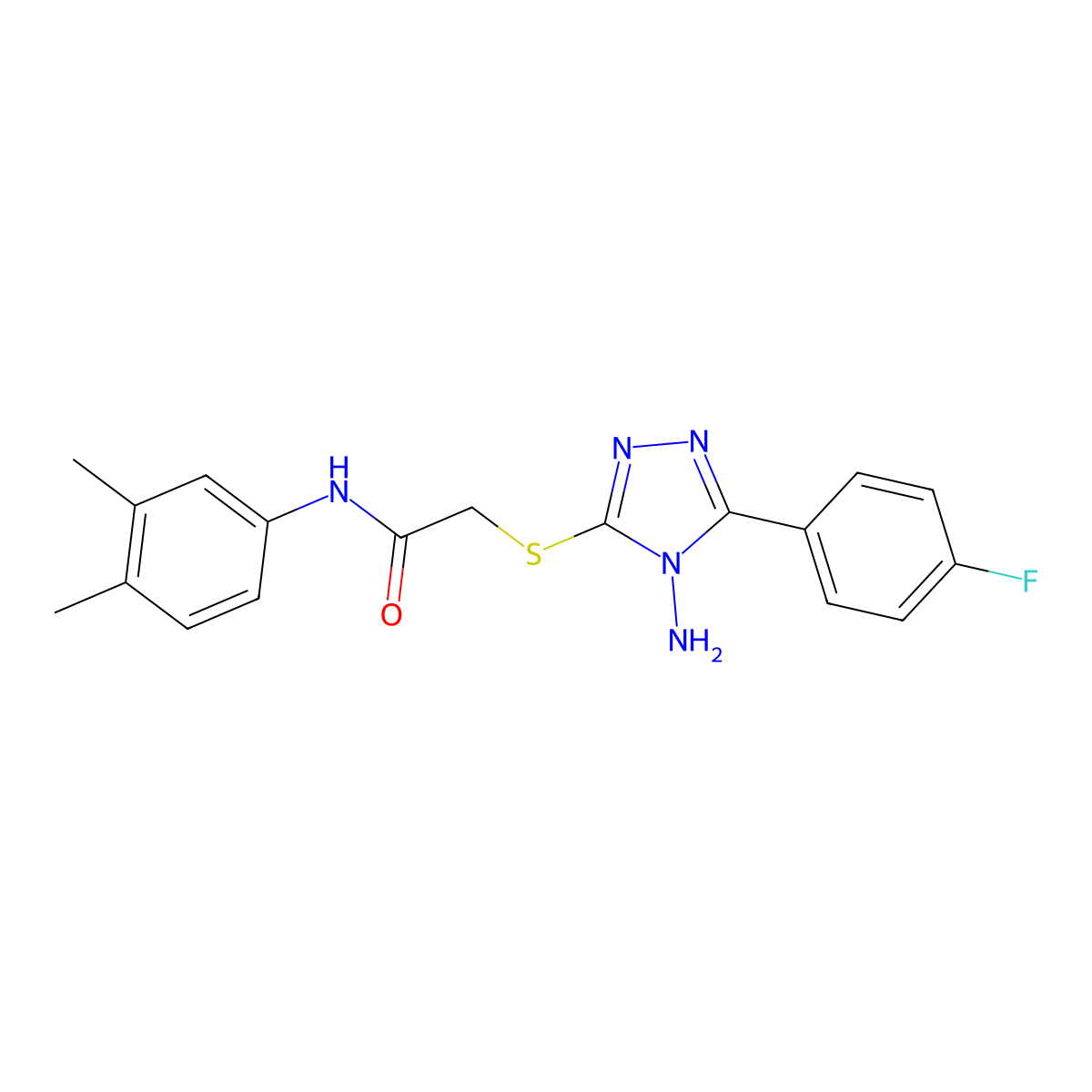 2-{[4-amino-5-(4-fluorophenyl)-4H-1,2,4-triazol-3-yl]sulfanyl}-N-(3,4-dimethylphenyl)acetamide molecular structure, CAS 766530-09-0