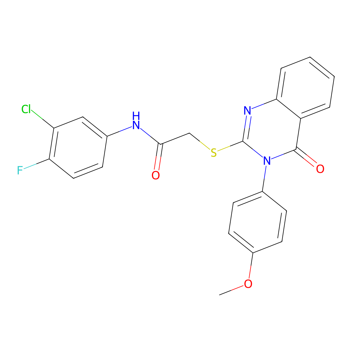 N-(3-chloro-4-fluorophenyl)-2-{[3-(4-methoxyphenyl)-4-oxo-3,4-dihydroquinazolin-2-yl]sulfanyl}acetamide molecular structure, CAS 766530-51-2