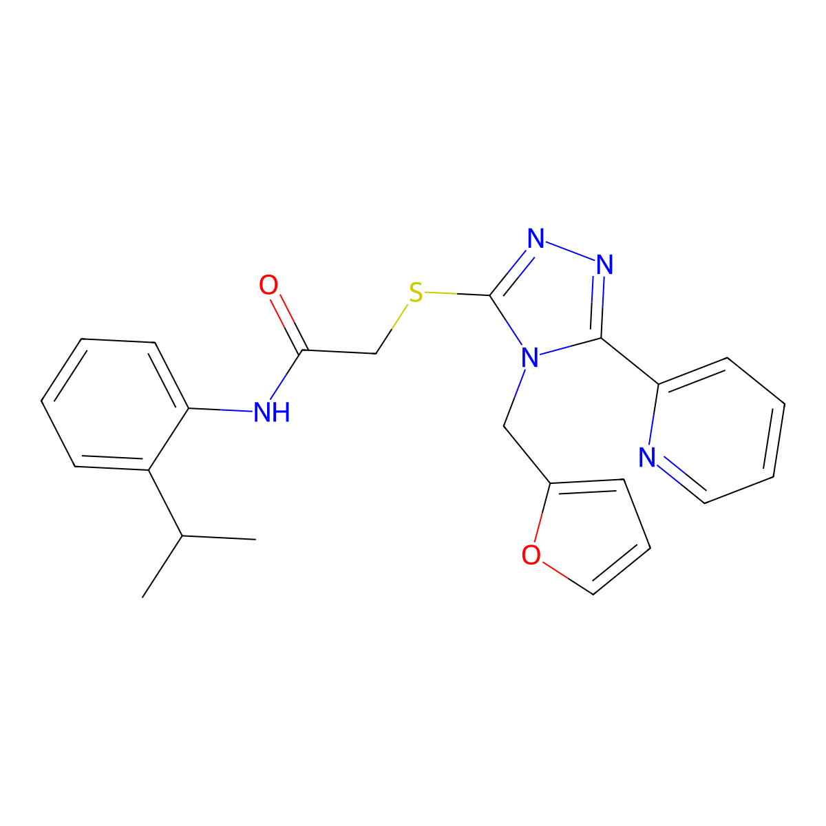 2-[4-(2-furylmethyl)-5-(2-pyridyl)(1,2,4-triazol-3-ylthio)]-N-[2-(methylethyl) phenyl]acetamide molecular structure, CAS 766531-57-1