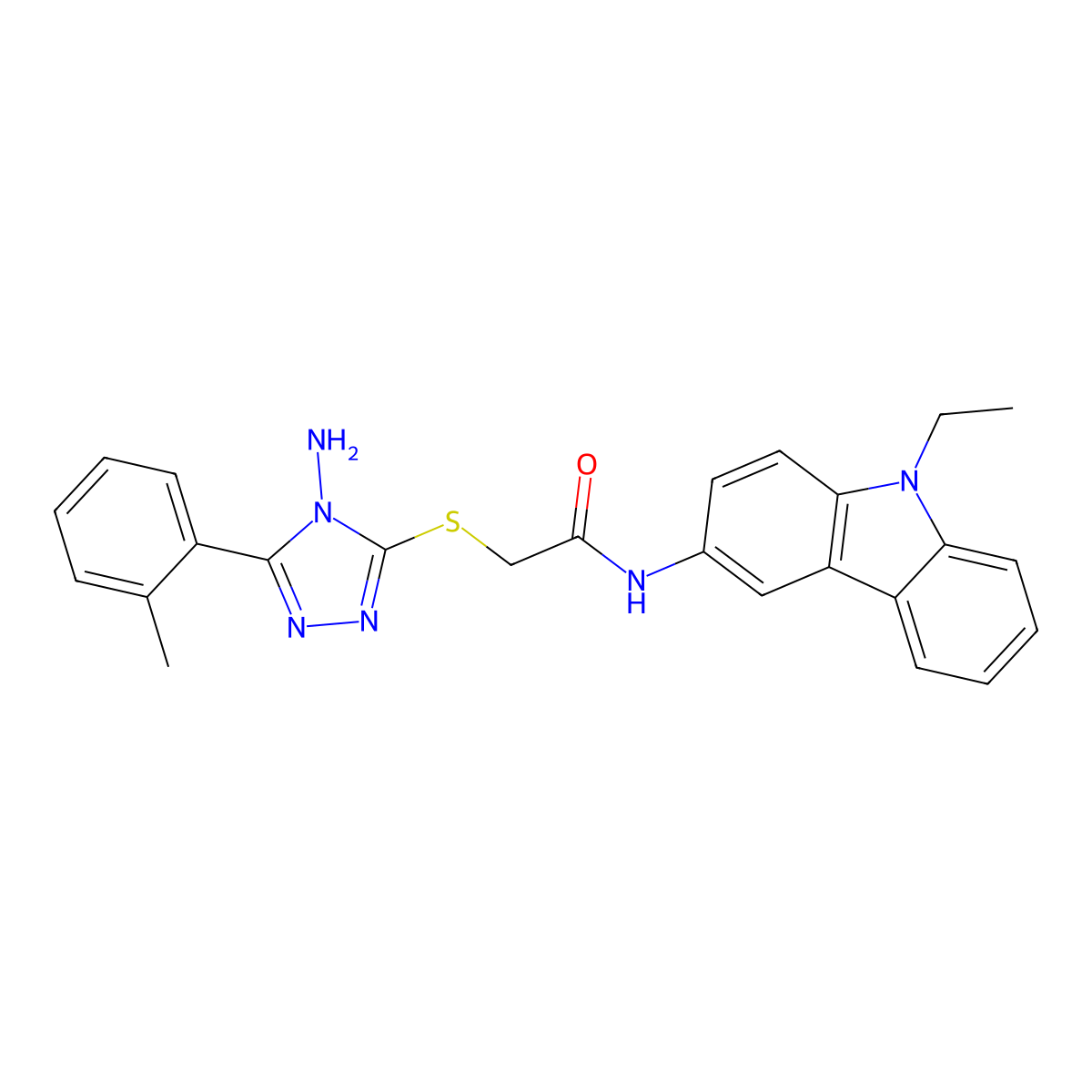 2-{[4-amino-5-(2-methylphenyl)-4H-1,2,4-triazol-3-yl]sulfanyl}-N-(9-ethyl-9H-carbazol-3-yl)acetamide molecular structure, CAS 766531-92-4