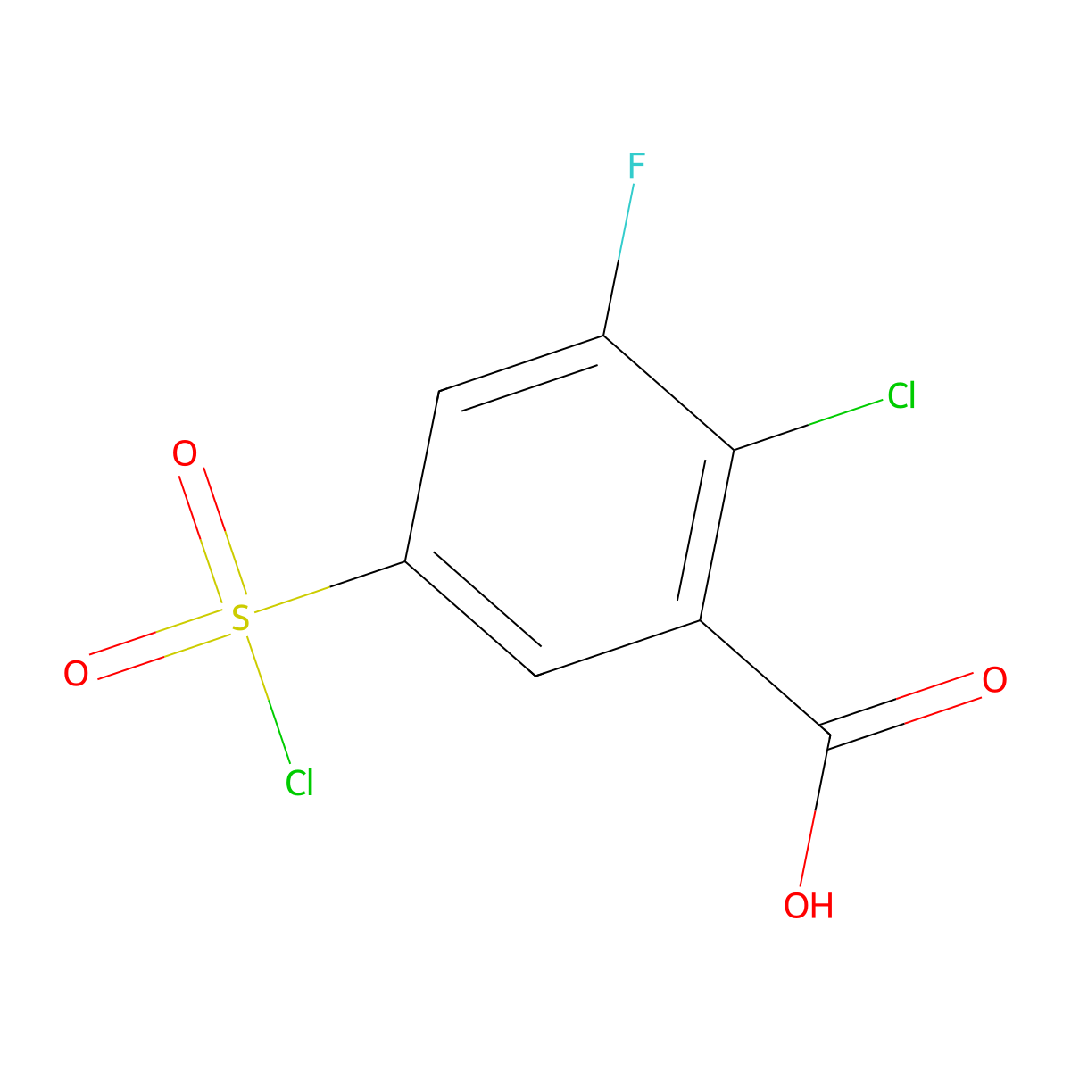 2-Chloro-5-(chlorosulfonyl)-3-fluorobenzoic acid molecular structure, CAS 766532-96-1