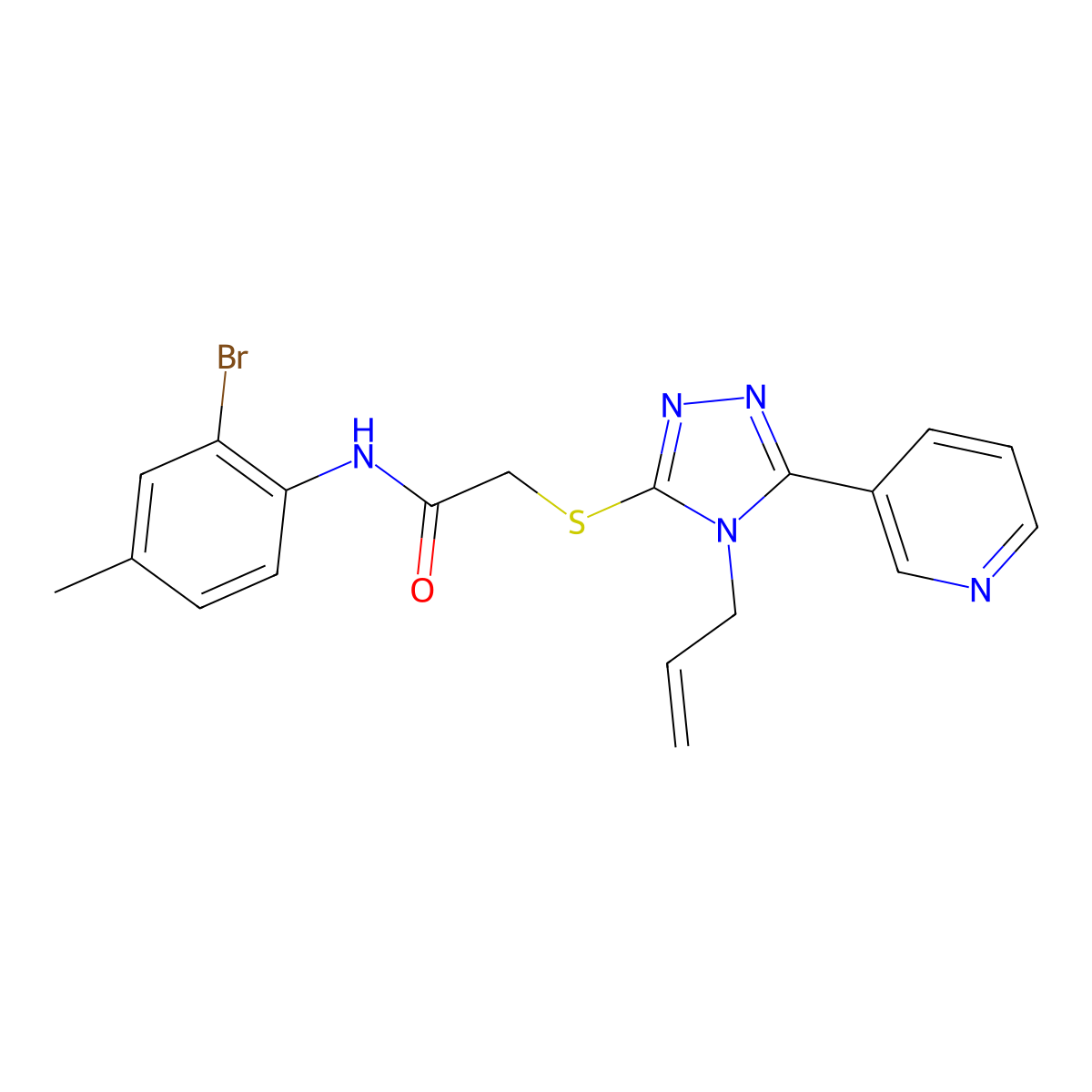 N-(2-bromo-4-methylphenyl)-2-{[4-(prop-2-en-1-yl)-5-(pyridin-3-yl)-4H-1,2,4-triazol-3-yl]sulfanyl}acetamide molecular structure, CAS 766534-19-4