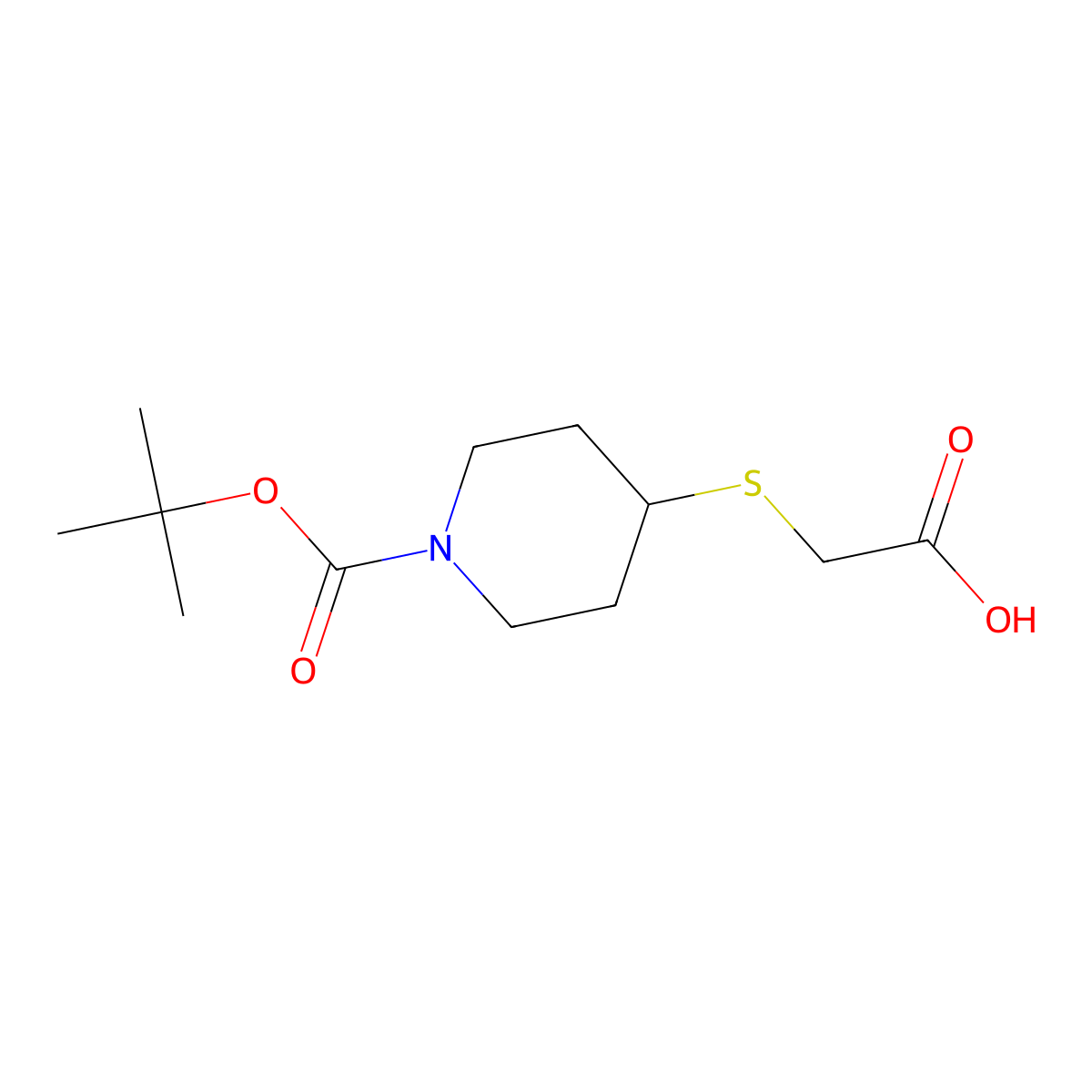 2-({1-[(Tert-butoxy)carbonyl]piperidin-4-yl}sulfanyl)acetic acid molecular structure, CAS 766539-10-0