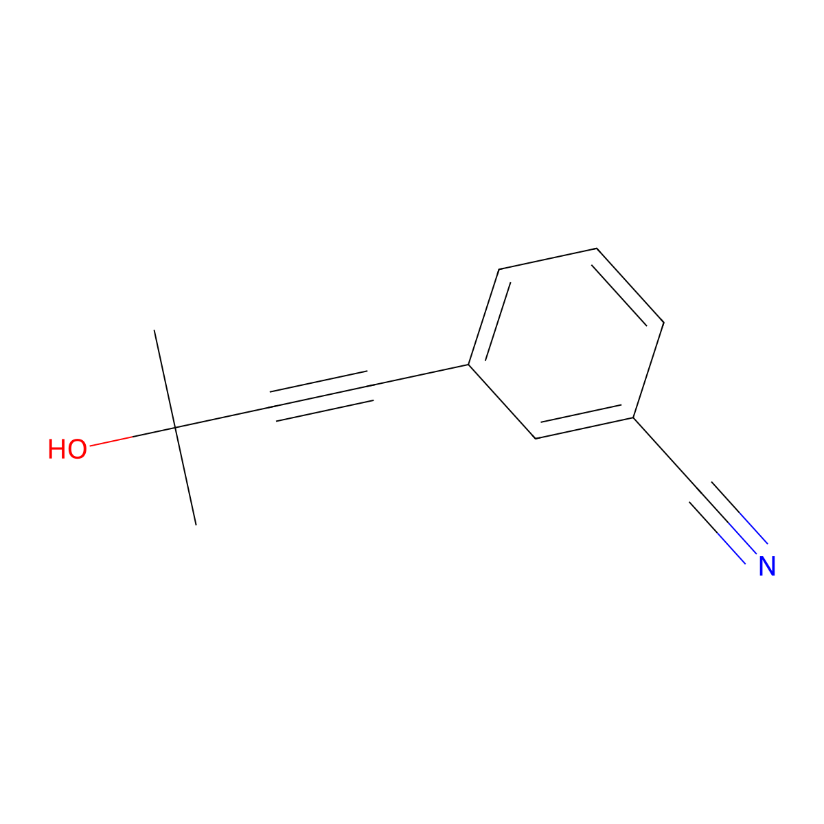 Benzonitrile, 3-(3-hydroxy-3-methyl-1-butyn-1-yl)- molecular structure, CAS 766539-54-2