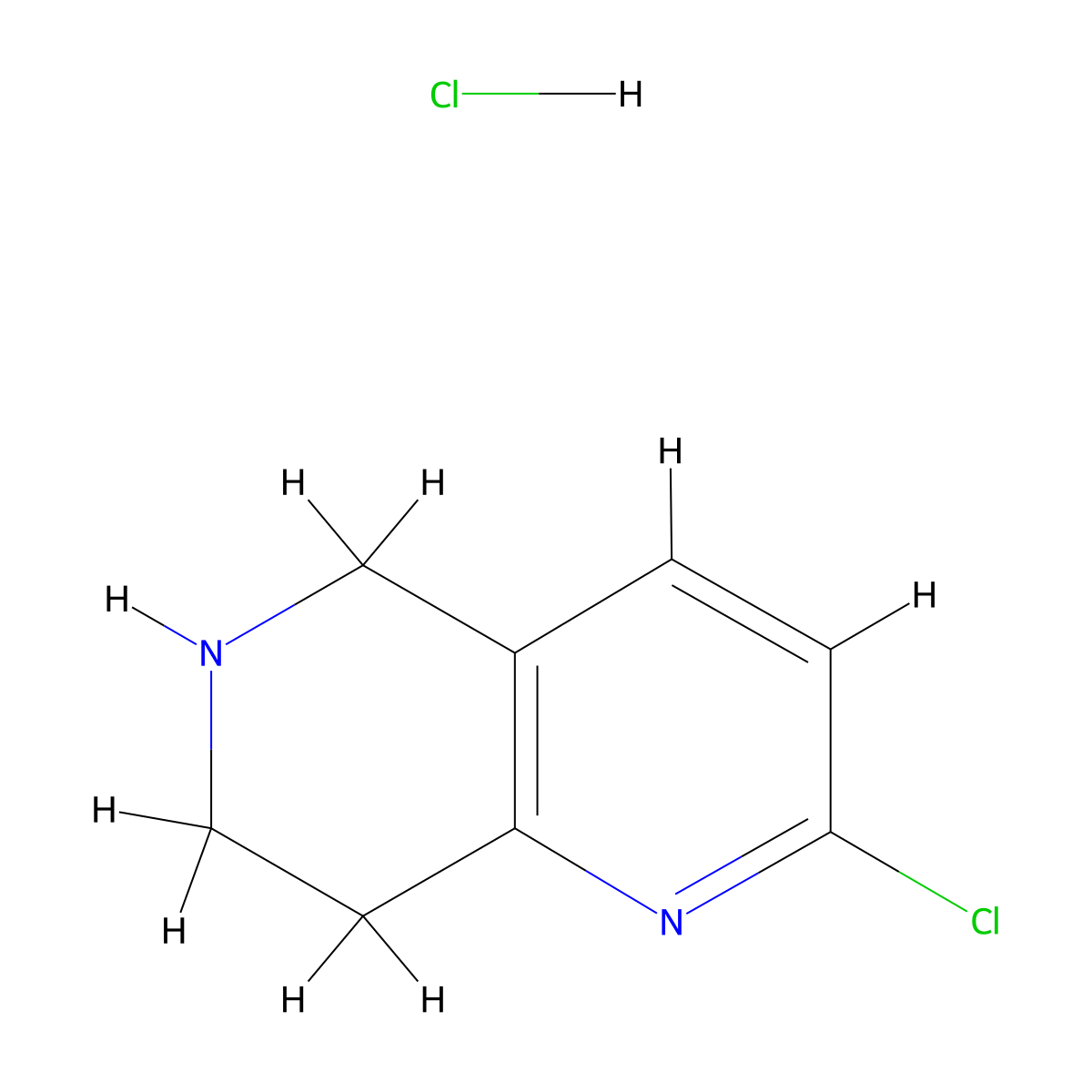 2-Chloro-5,6,7,8-tetrahydro-1,6-naphthyridine hydrochloride molecular structure, CAS 766545-20-4