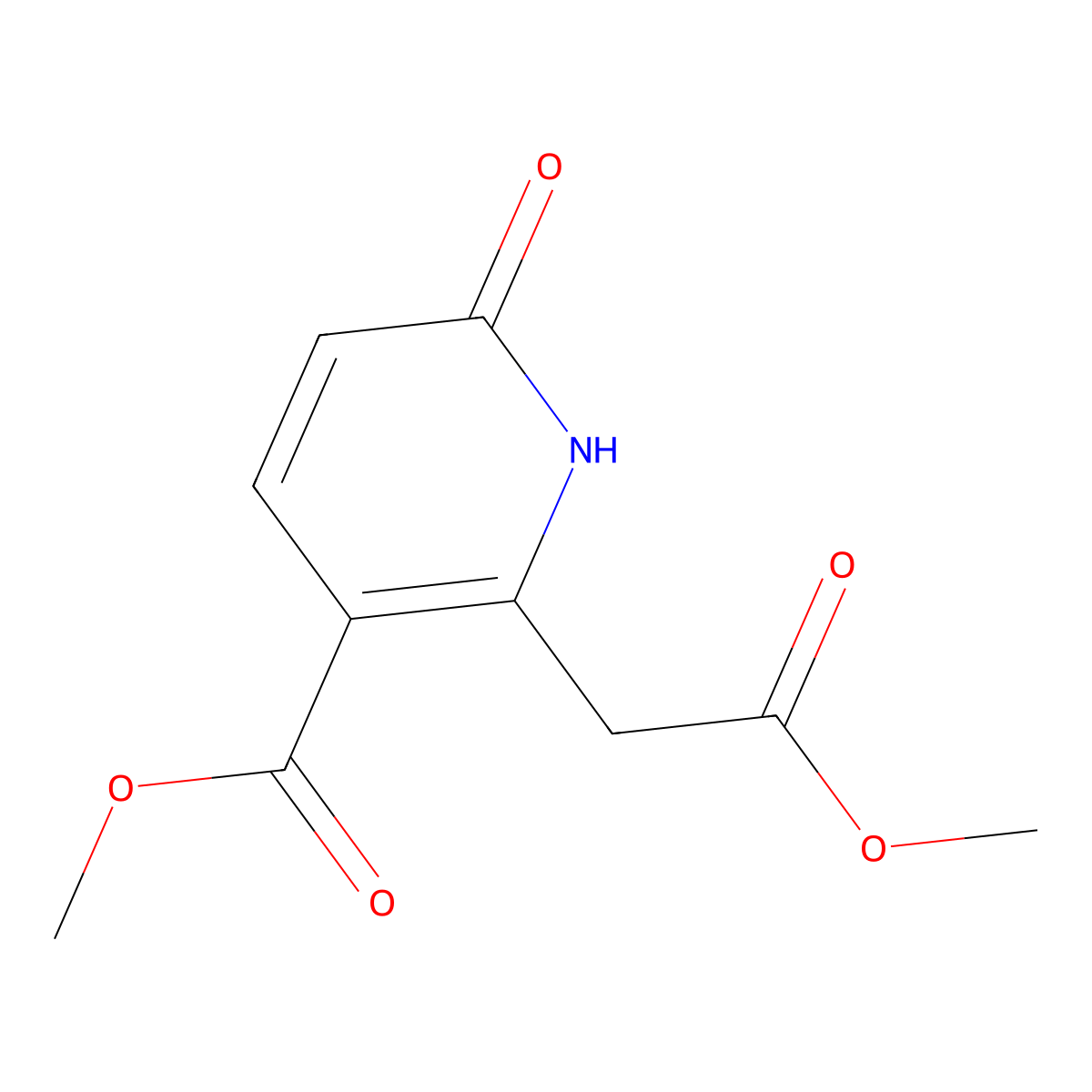 Methyl 6-hydroxy-2-(2-methoxy-2-oxoethyl)pyridine-3-carboxylate molecular structure, CAS 766548-57-6