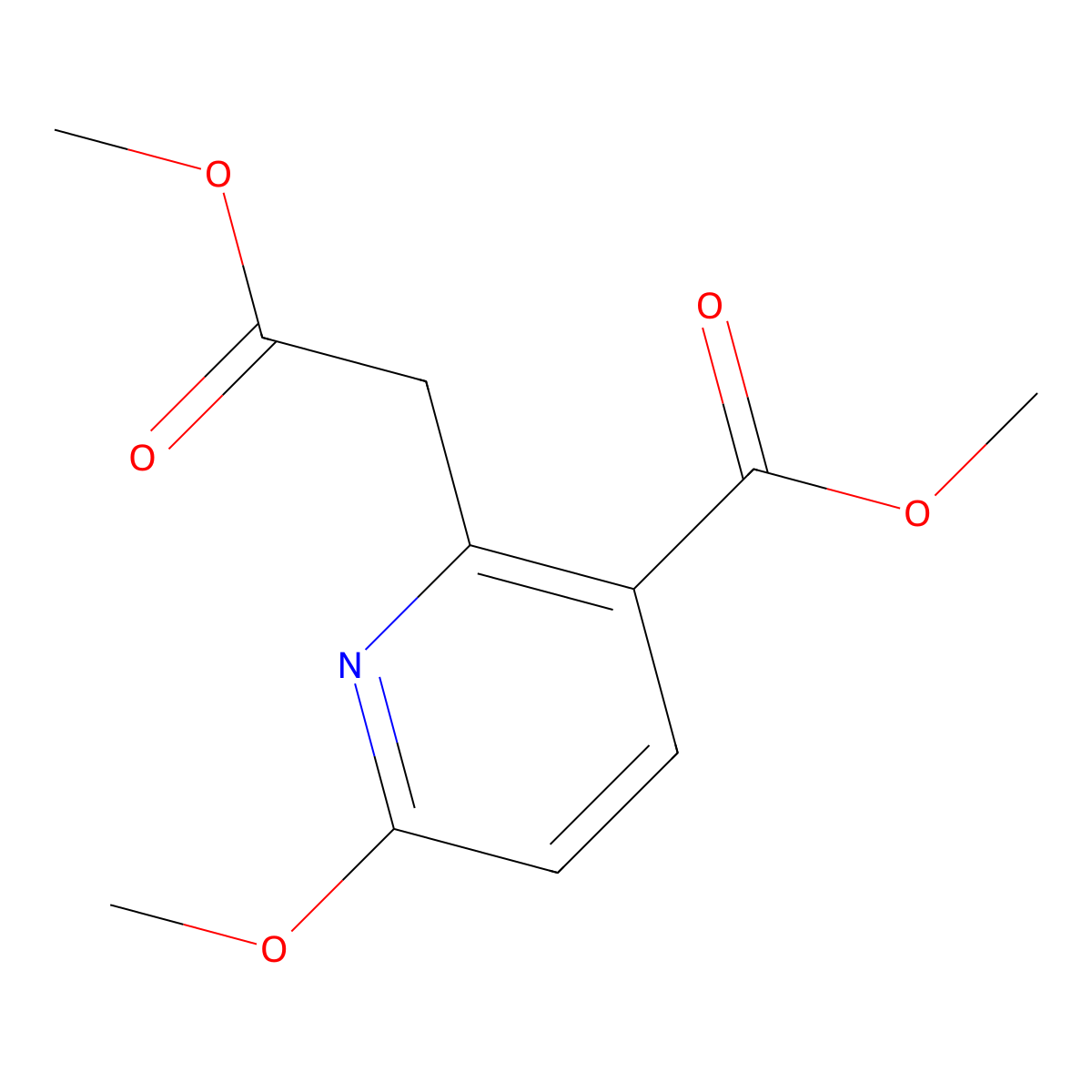 Methyl 6-methoxy-2-(2-methoxy-2-oxoethyl)nicotinate molecular structure, CAS 766548-58-7