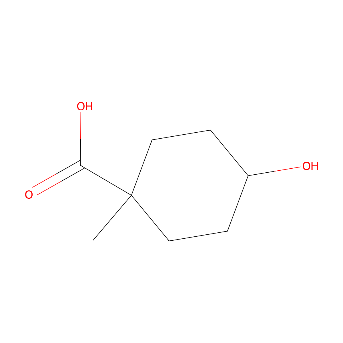 4-Hydroxy-1-methylcyclohexanecarboxylic acid molecular structure, CAS 76657-91-5