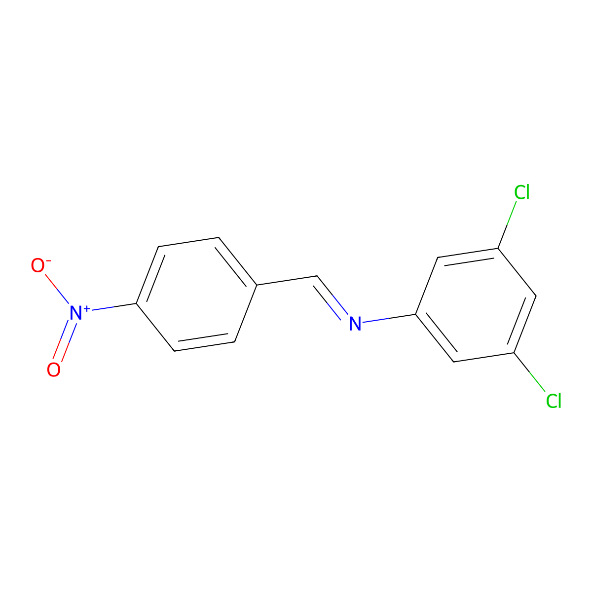 Benzenamine, 3,5-dichloro-N-[(4-nitrophenyl)methylene]- molecular structure, CAS 76664-58-9