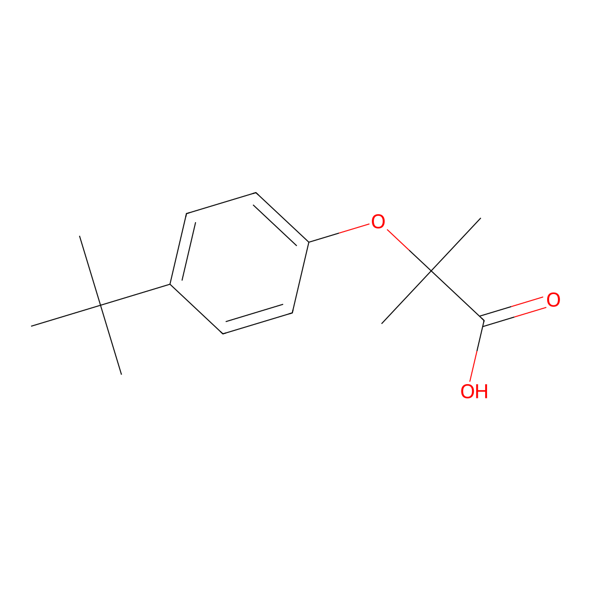 2-[4-(tert-Butyl)phenoxy]-2-methylpropanoic acid molecular structure, CAS 76674-58-3